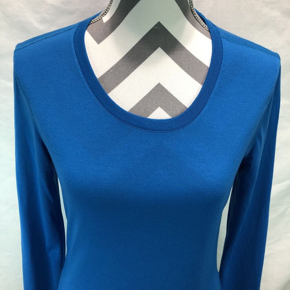 Adidas Ultimate Tee Blue Long Sleeve Side Slits AI3938 Small I10